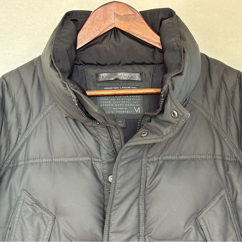 ANDREW MARC x RICHARD CHAI Down Puffer Coat Jacket Black Waterproof NEW Men's XL